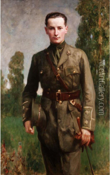 Portrait Of A Young Officer Oil Painting - Solomon Joseph Solomon