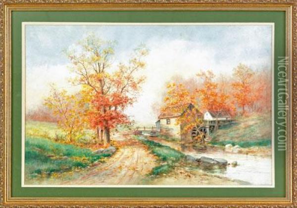 Landscape With A Mill Oil Painting - Mary B. Leisz