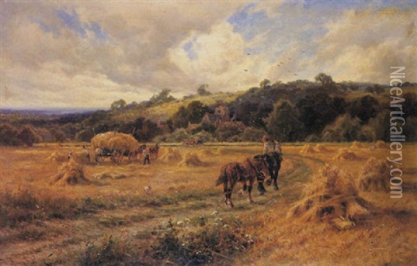Harvesting Oil Painting - Henry H. Parker