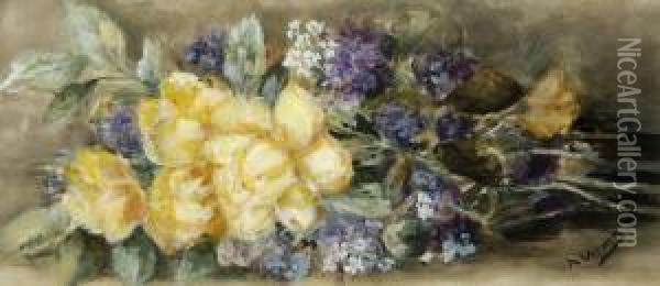 Still Life Of Flowers Oil Painting - Anna Maria Wuytiers-Blaauw