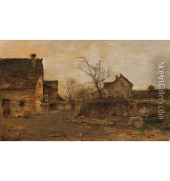 Kleine Landschaft Mit Bauerngehoft Und Bauerin Oil Painting - Adolphe Appian