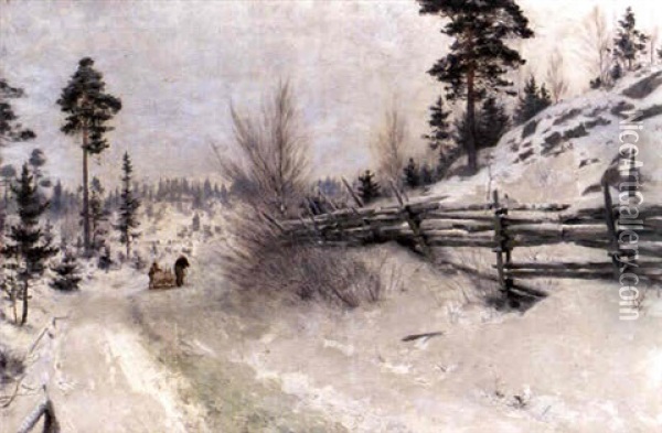 Vinterlandskap Oil Painting - Knut Ekwall