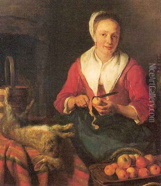 The Busy Cook Oil Painting - Gabriel Metsu