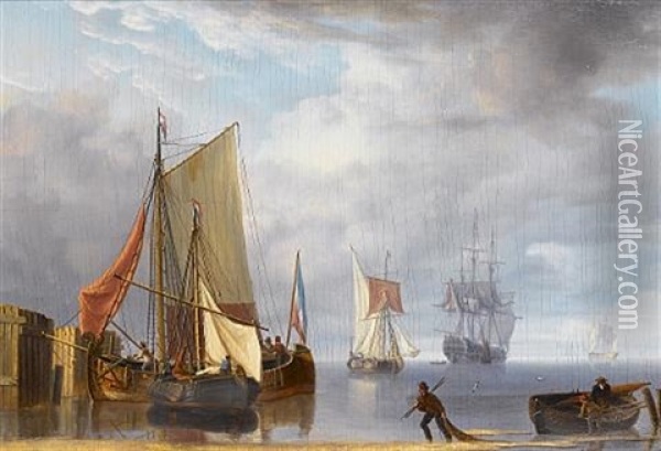 Unloading The Catch Oil Painting - Charles Martin Powell