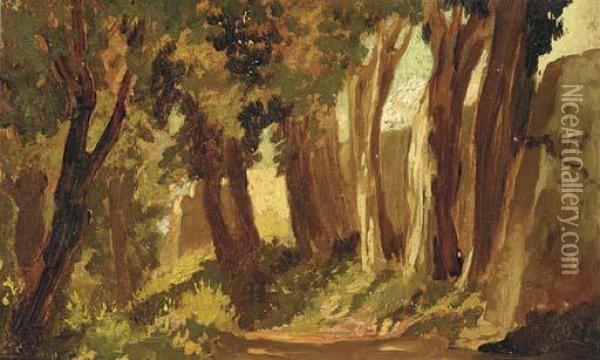 Study Of A Sunlit Wall; Also A Companion Study Oil Painting - Elihu Vedder