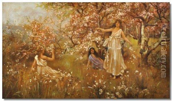Spring And Summer Oil Painting - Alfred I Glendening