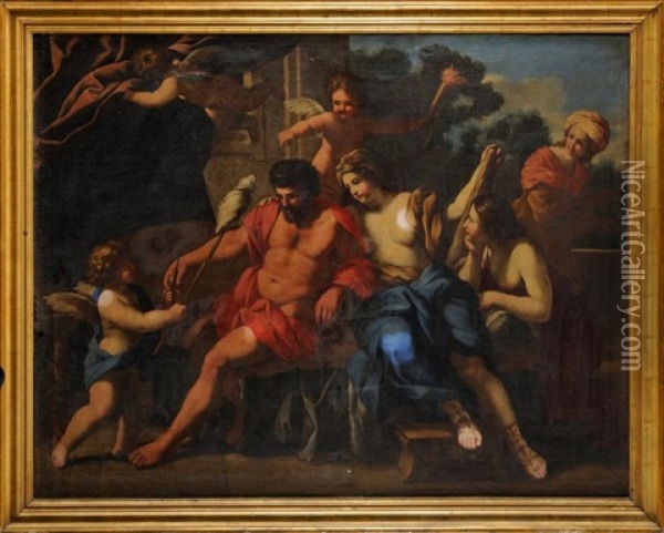 Hercule Et Omphale Oil Painting - Giovanni Francesco Romanelli