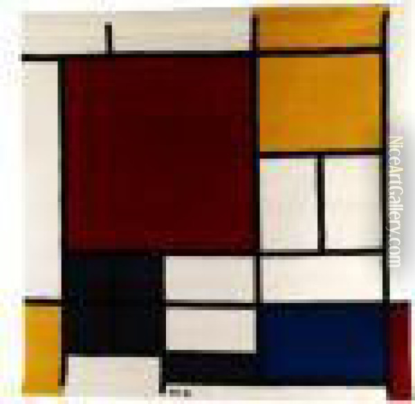 Composition In Red Oil Painting - Piet Mondrian