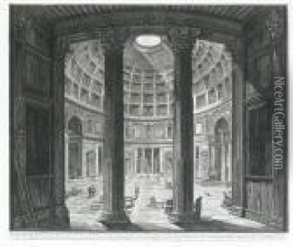 The Pantheon Interior (hind 86) Oil Painting - Giovanni Battista Piranesi