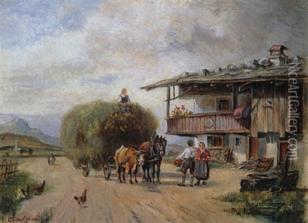 Das Heu Wird Eingefahren Oil Painting - Ludwig Mueller-Cornelius