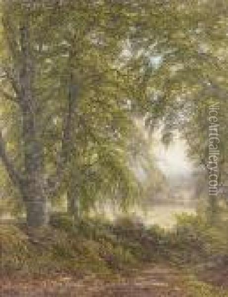 A Devonshire Lane Oil Painting - Edmund George Warren