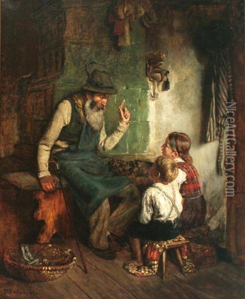 The Story Teller Oil Painting - Ludwig Knaus