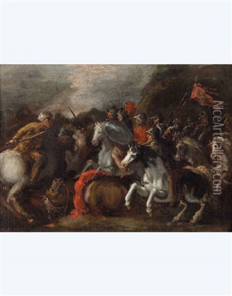Battaglia Equestre Oil Painting - Leonard Bramer