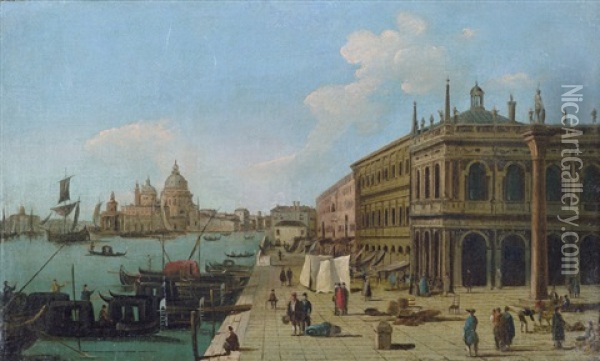 Blick Von Der Piazzetta Auf Den Canale Grande Und Santa Maria Della Salute Oil Painting - Giuseppe Bernardino Bison