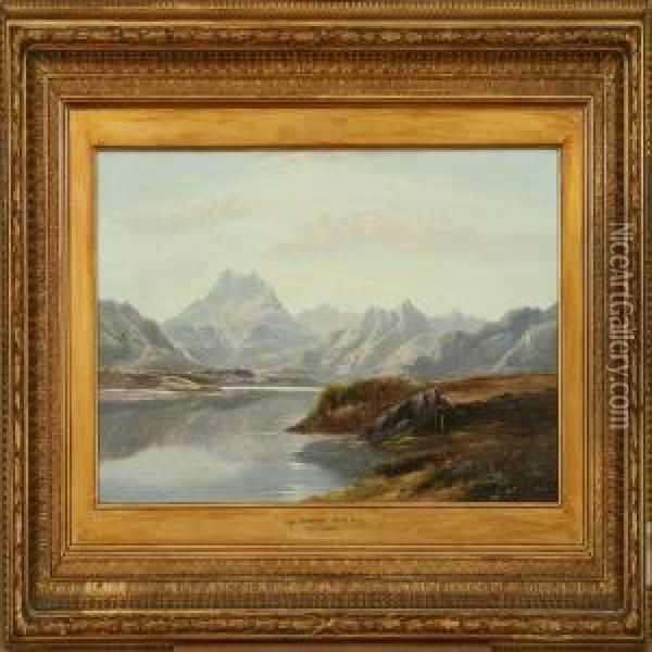 Afternoon Light Over Llyn Treweryn Oil Painting - Charles Leslie