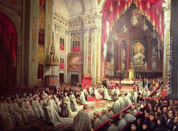 Investiture of King Alfonso XII 1857-85 as Grand Master of the Military Orders Oil Painting - Joaquin Siguenza
