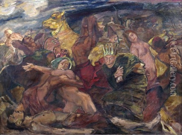 Tanz Ums Goldene Kalb Oil Painting - Ernst Heinrich Graeser