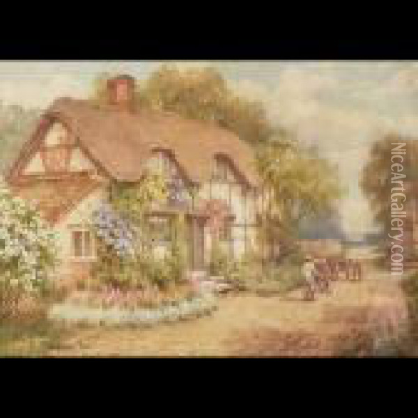 In The Village Of Cropthrone, Near Evesham,worcestershire Oil Painting - William Affleck