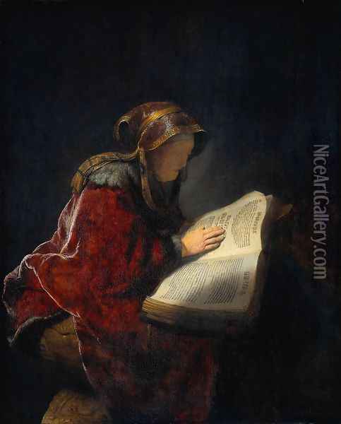 The Prophetess Anna (known as 'Rembrandt's Mother') Oil Painting - Rembrandt Van Rijn