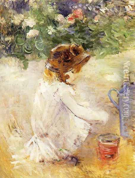 Playing In The Sand Oil Painting - Berthe Morisot