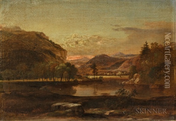 Mountain Landscape With Foreground Lake Oil Painting - Samuel Lancaster Gerry