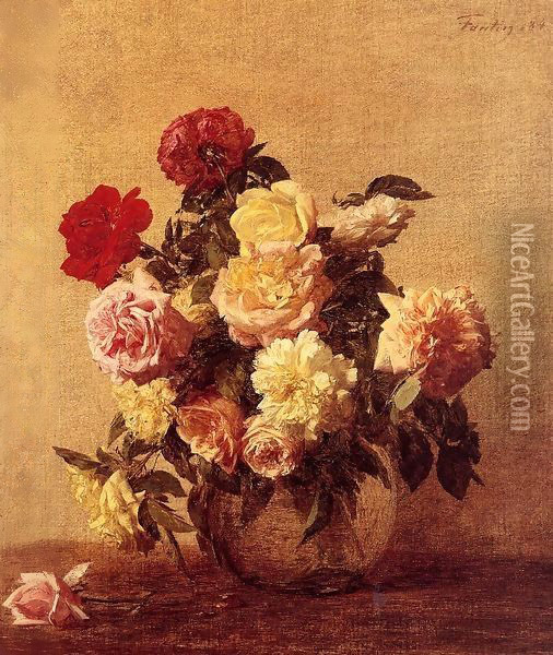Roses IV Oil Painting - Ignace Henri Jean Fantin-Latour