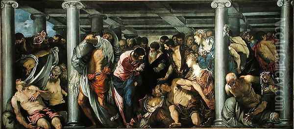 The Probatic Pool, c.1560 Oil Painting - Jacopo Tintoretto (Robusti)