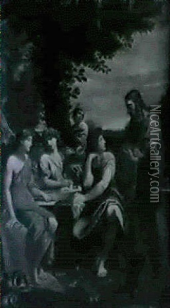 Abraham Et Les Trois Anges Oil Painting - Agostino Carracci