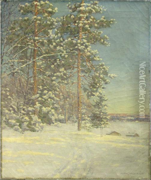 Jansson, Morning Winter Scene Oil Painting - Alfred Jansson