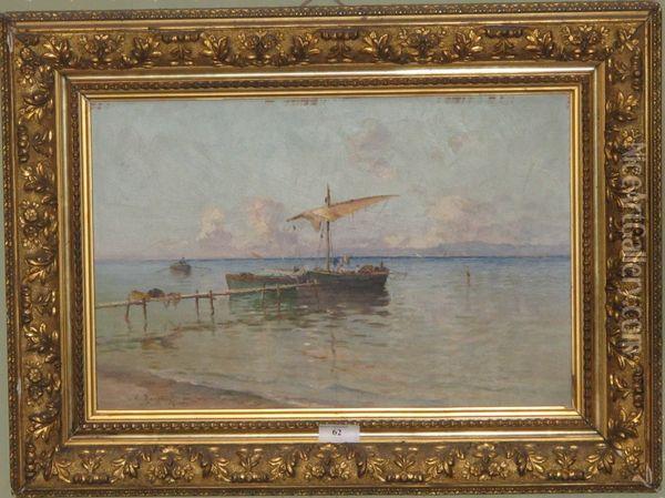 Paysage De Bord De Mer A Proximite De Toulon Oil Painting - Eugene Baptiste E. Dauphin