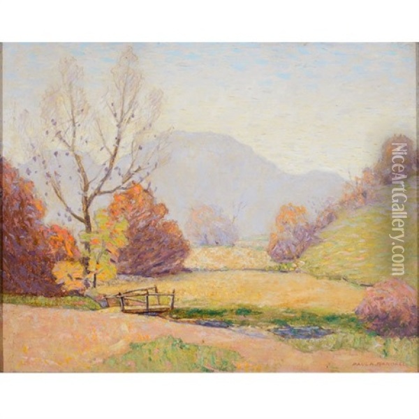 Landscape With Bridge Oil Painting - Paul A. Randall
