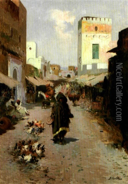 Scene De Rue, Maroc Oil Painting - Daniel Cortes