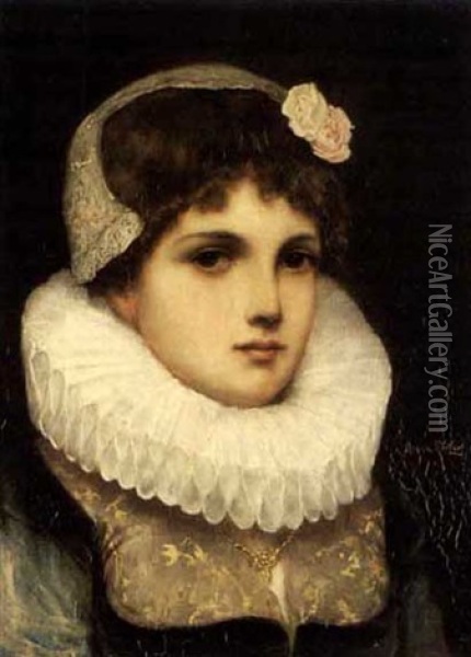Brustbild Einer Jungen Frau Im Kostum Des 17. Jahrhunderts Oil Painting - Alfred Seifert