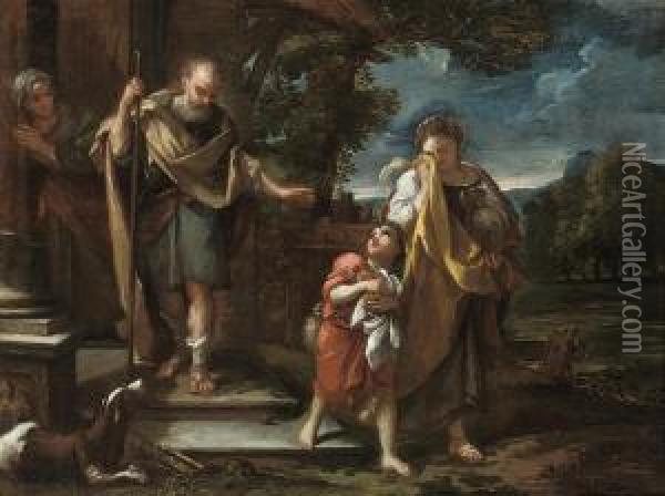 The Banishment Of Hagar And Ishmael Oil Painting - Nicola Grassi