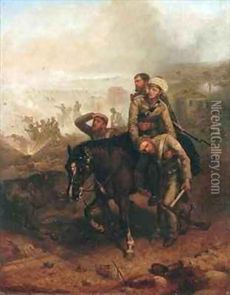 Lieutenant William George Cubitt 1835-1903 earning the Victoria Cross at Lucknow during the Indian Mutiny on 30th June 1857 Oil Painting - Chevalier Louis-William Desanges