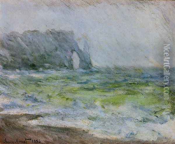 Etretat In The Rain Oil Painting - Claude Oscar Monet