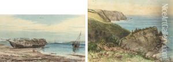 On The Cliffs, Devon Oil Painting - Henry Sandercock