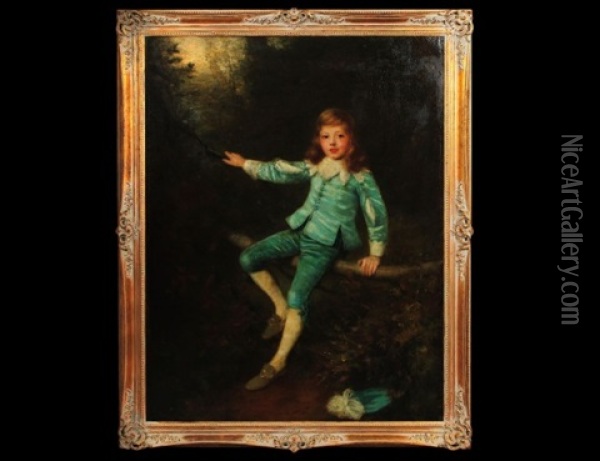 Young Boy In Blue Oil Painting - William Robert Symonds