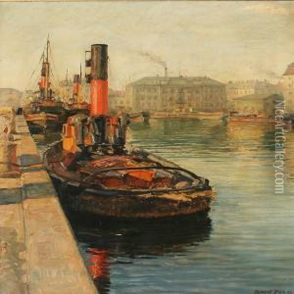 View From Copenhagen Harbour Oil Painting - Robert Panitzsch