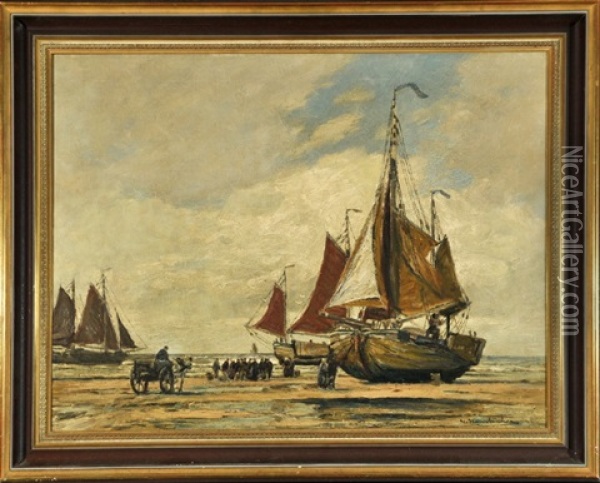 Heimkehrende Fischerboote Oil Painting - Wilhelm Hambuechen