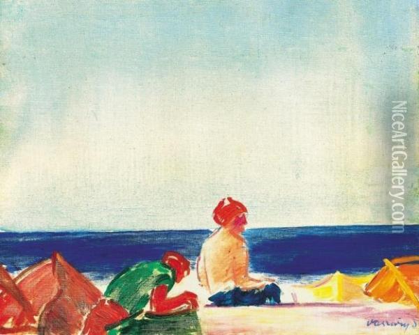 On The Italian Riviera, Around 1930 Oil Painting - Janos Vaszary