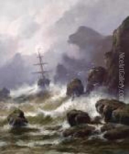 Shipwreck On Thecoast Oil Painting - Adolf Kaufmann
