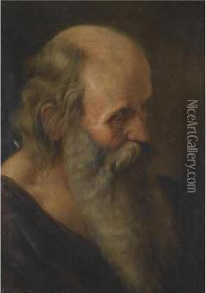 Head Of A Saint Oil Painting - Orazio Gentileschi