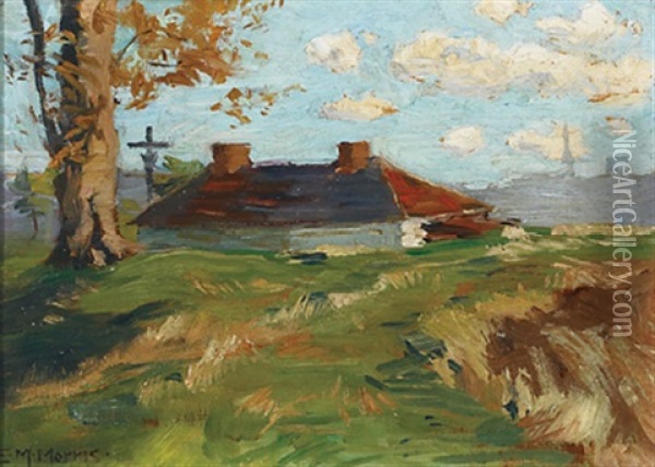 Landscape With Farmhouse Oil Painting - Edmund Montague Morris