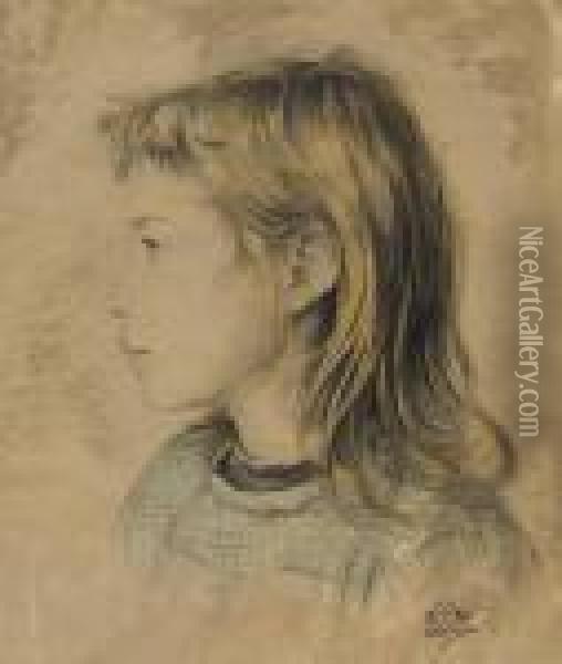 Jeune Fille De Profil Oil Painting - Walter Sauer