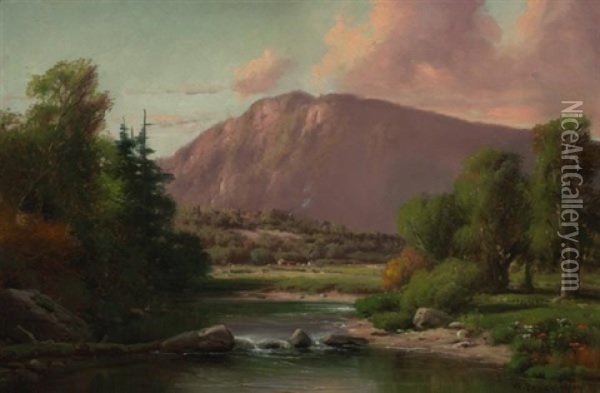 River In A Mountain Landscape Oil Painting - William Bruce