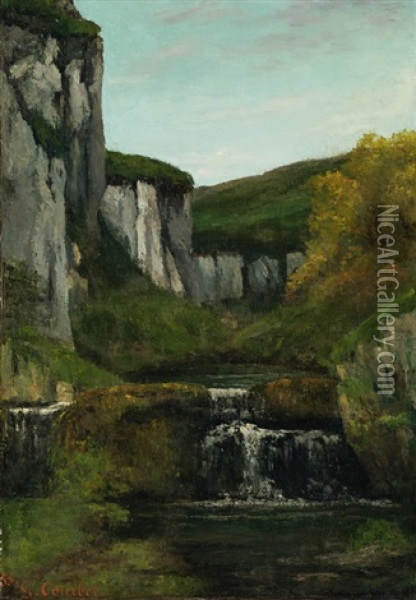 Paysage, Roches Et Cascade Oil Painting - Gustave Courbet