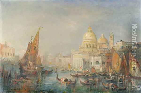 Grand Canal, Venice Oil Painting - Lucien Whiting Powell