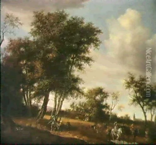 Cavaliers Dans Un Paysage De Foret Oil Painting - Salomon van Ruysdael