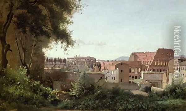 View of the Colosseum from the Farnese Gardens, 1826 Oil Painting - Jean-Baptiste-Camille Corot